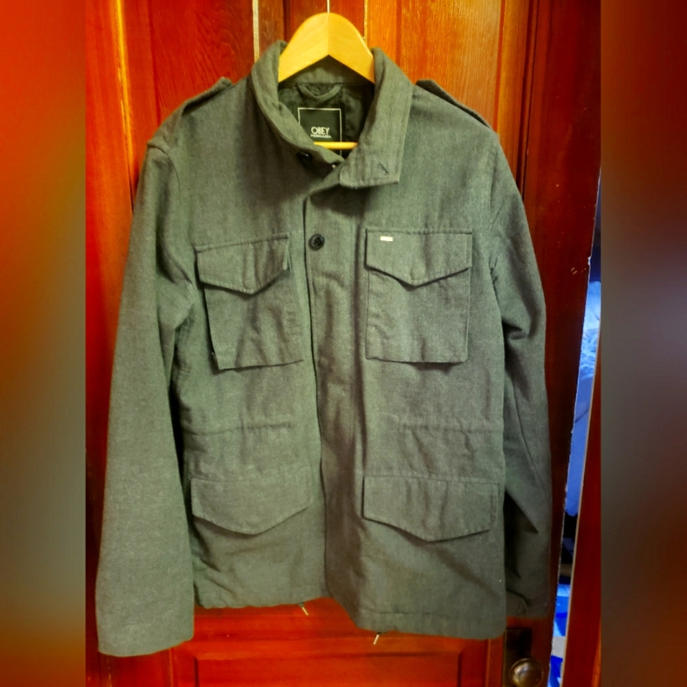 OBEY Men's Grey Jacket size Large